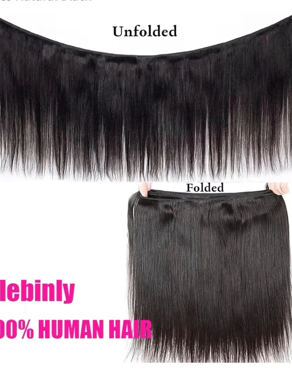 Glebinly 12A Brazilian Human Hair Extensions 18–24” Black Remy Virgin